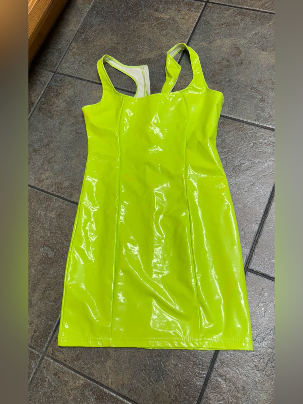 Neon Lime Patent Vinyl Mini Skirt